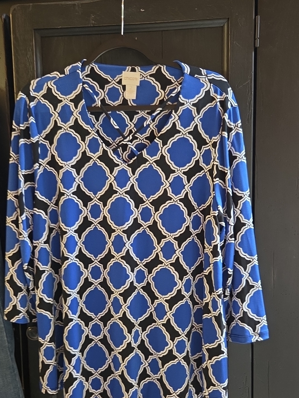 Chicos Blouse Cool Criss Cross Strap Design In Front